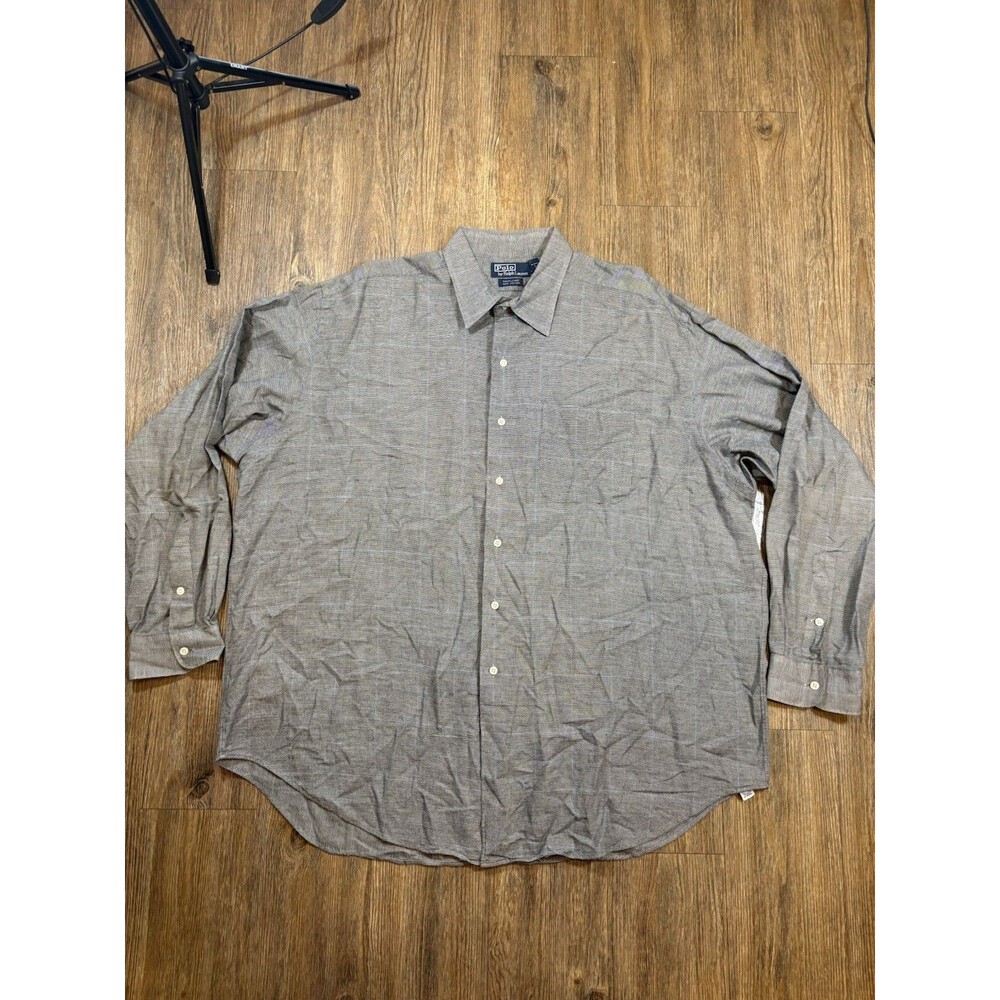 Polo Ralph Lauren Shirt Men XXL Marlowe Long Sleeve Button Up Gray Plaid